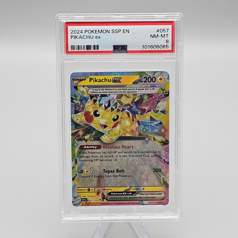 Pikachu ex 057/191 Sv08 Surging Sparks Holo PSA 8