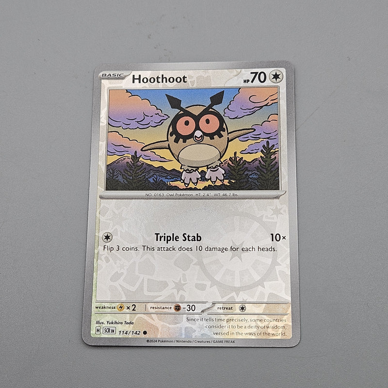Hoothoot 114/142 Reverse Holo Common SV07 Scarlet & Violet Stellar Crown NM