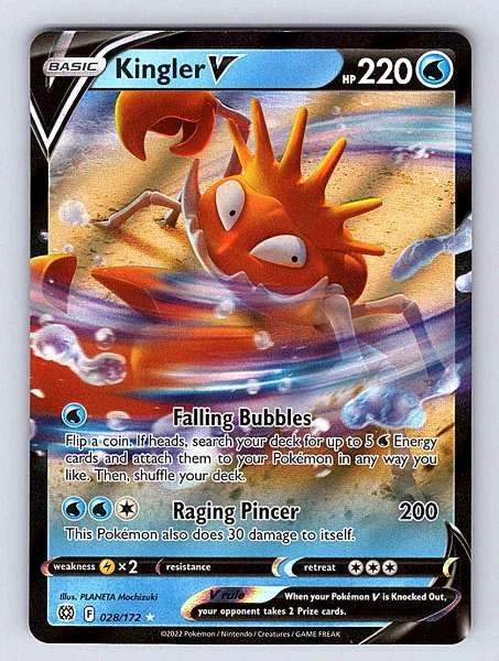 Kingler V 028/172 Brilliant Stars Ultra Rare NM Pokemon TCG