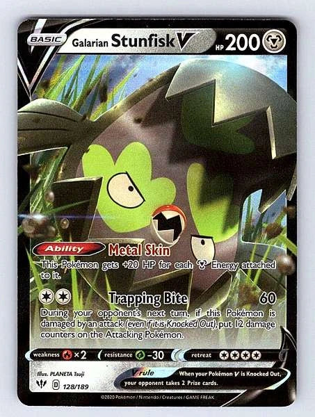 Galarian Stunfisk V 128/189 Darkness Ablaze Ultra Rare NM Pokemon TCG