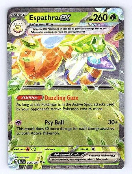 Espathra ex 006/091 Paldean Fates Ultra Rare NM Pokemon TCG