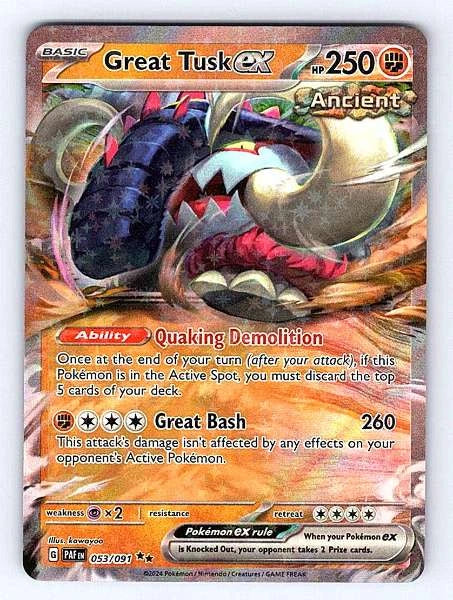 Great Tusk ex 053/091 Paldean Fates Ultra Rare NM Pokemon TCG
