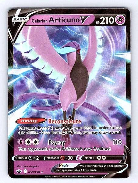 Galarian Articuno V 058/198 Chilling Reign Ultra Rare NM Pokemon TCG