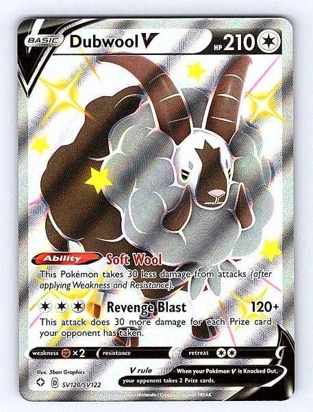 Dubwool V SV120/SV122 Shining Fates: Shiny Vault Ultra Rare NM Pokemon TCG