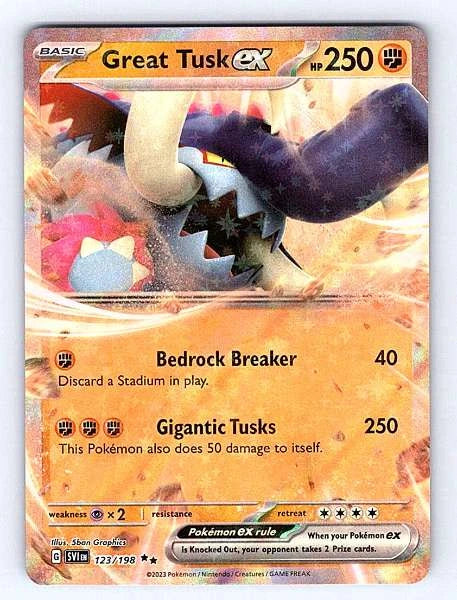 Great Tusk ex 123/198 Scarlet & Violet Ultra Rare NM Pokemon TCG