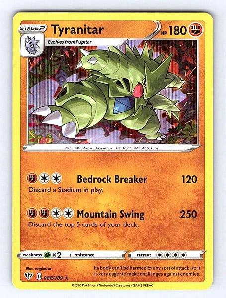 Tyranitar 088/189 Darkness Ablaze Rare NM Pokemon TCG