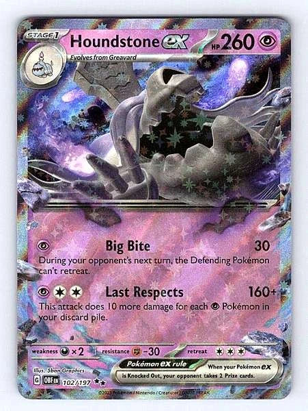 Houndstone ex 102/197 Obsidian Flames Ultra Rare NM Pokemon TCG