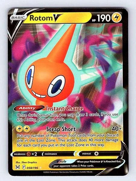 Rotom V 058/196 Lost Origin Ultra Rare NM Pokemon TCG