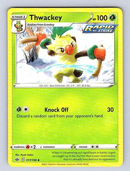 Thwackey 017/198 Chilling Reign Common NM Pokemon TCG