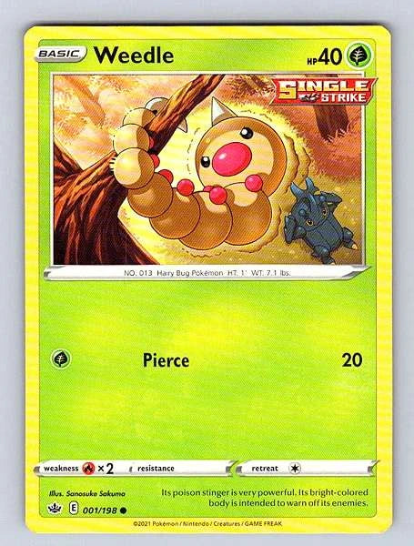 Weedle 001/198 Chilling Reign Common NM Pokemon TCG