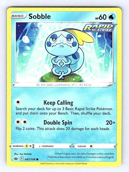 Sobble 041/198 Chilling Reign Common NM Pokemon TCG