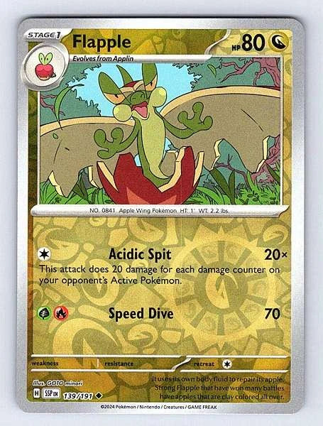 Flapple 139/191 Surging Sparks Uncommon NM Pokemon TCG