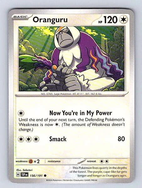 Oranguru 156/191 Surging Sparks Common NM Pokemon TCG