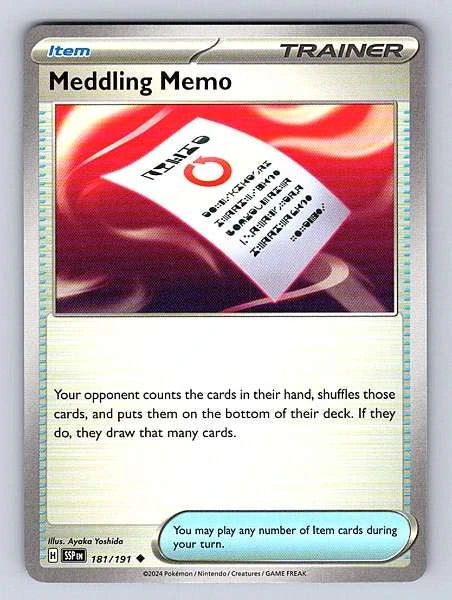 Meddling Memo 181/191 Surging Sparks Common NM Pokemon TCG