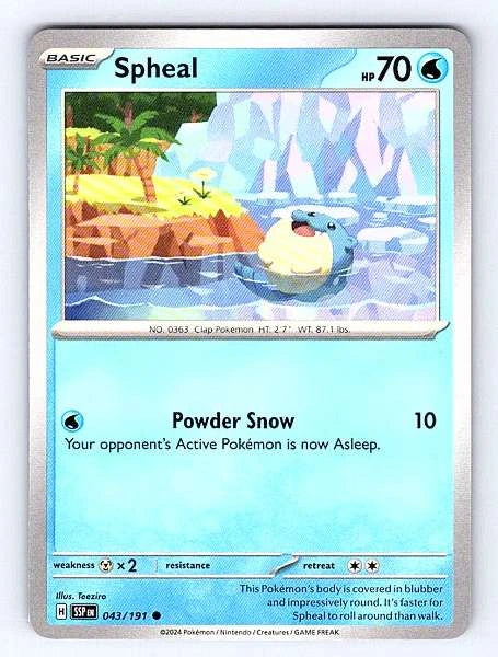 Spheal 043/191 Surging Sparks Common NM Pokemon TCG