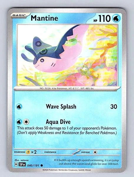 Mantine 040/191 Surging Sparks Common NM Pokemon TCG