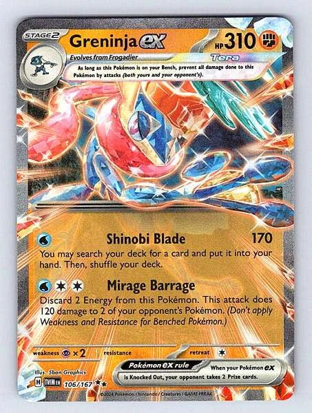 Greninja ex 106/167 Twilight Masquerade Ultra Rare NM Pokemon TCG