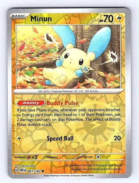 Minun 061/182 Paradox Rift Common NM Pokemon TCG
