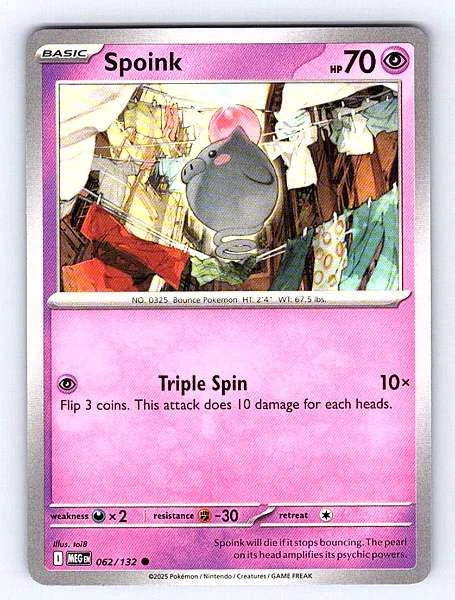 Spoink 062/132 Mega Evolution Common NM Pokemon TCG