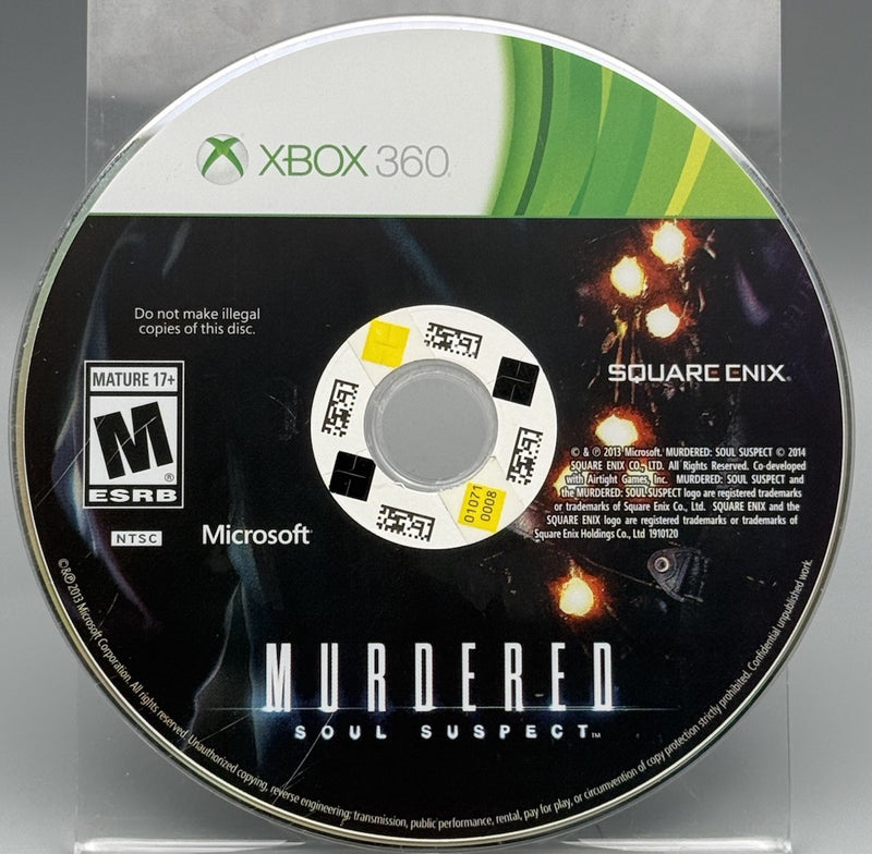 Murdered Soul Suspect Microsoft Xbox 360 Disk Only Refurbished Excellent