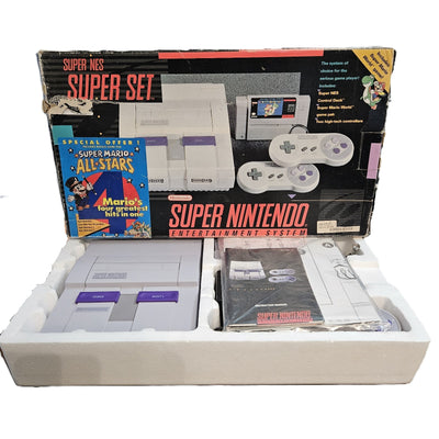 Super Nintendo SNES Console Super Set in Box Mario All-Stars Bonus Refurbished