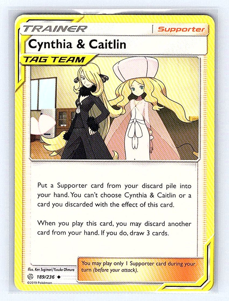 Pokemon TCG SM - Cosmic Eclipse #189/236 Cynthia & Caitlin NM
