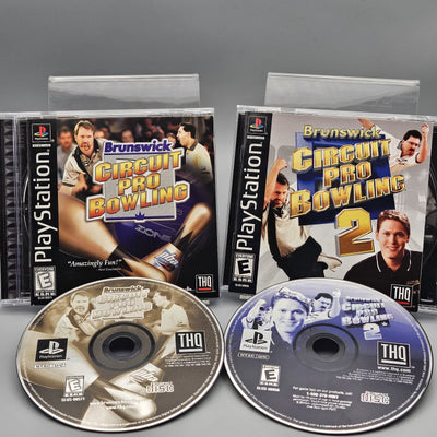 Brunswick Circuit Pro Bowling 1 and 2 PS1 Complete CIB Refurbished Excellent