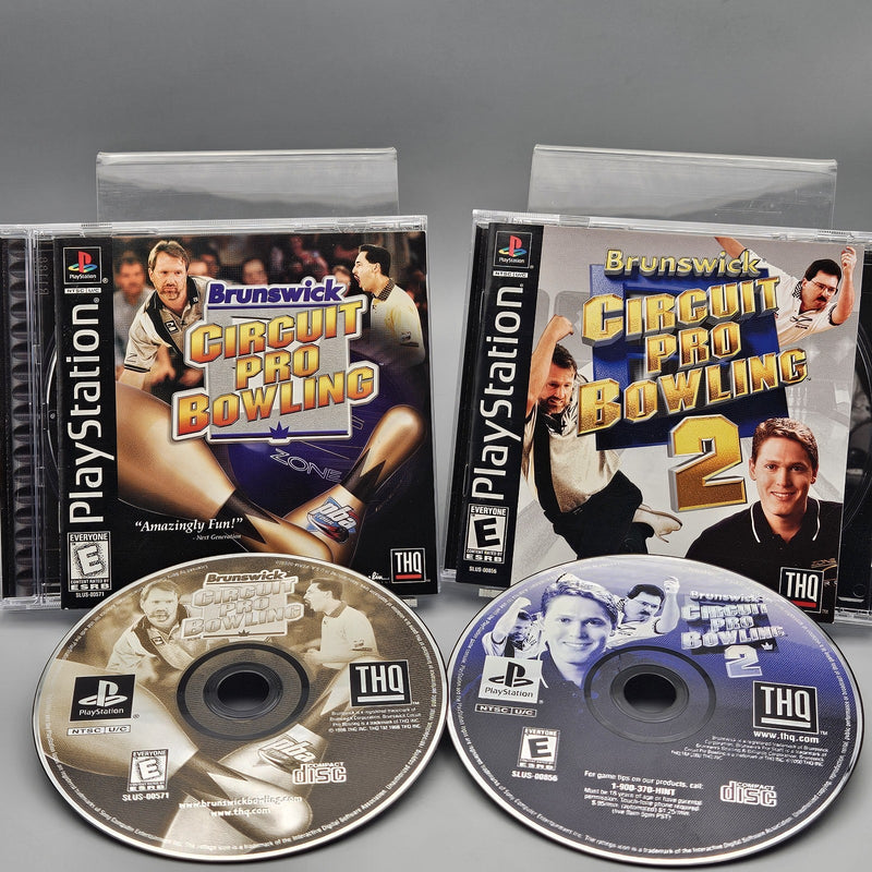 Brunswick Circuit Pro Bowling 1 and 2 PS1 Complete CIB Refurbished Excellent