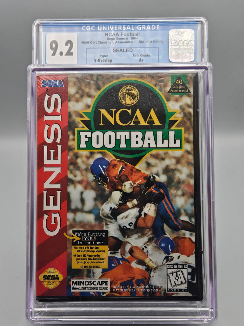 NCAA Football Sega Genesis CGC 9.2 A+ Sealed Mindscape