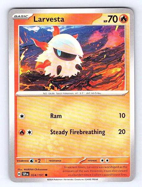 Larvesta 024/191 Surging Sparks Common NM Pokemon TCG