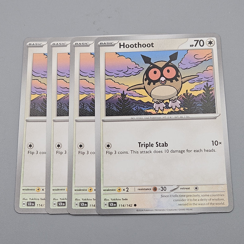 Hoothoot 114/142 - 4x Playset - SV07 Pokemon Scarlet & Violet Stellar Crown