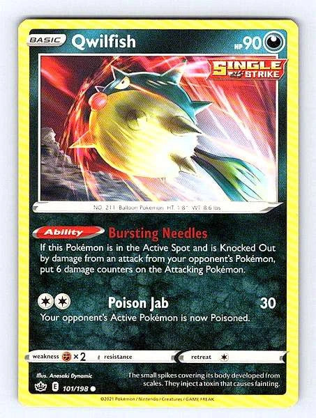 Qwilfish 101/198 Chilling Reign Common NM Pokemon TCG