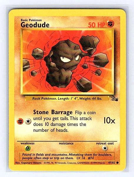 Geodude 47/62 Fossil Common NM Pokemon TCG