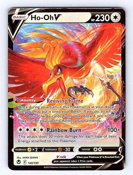 Ho-Oh V 140/195 Silver Tempest Ultra Rare NM Pokemon TCG
