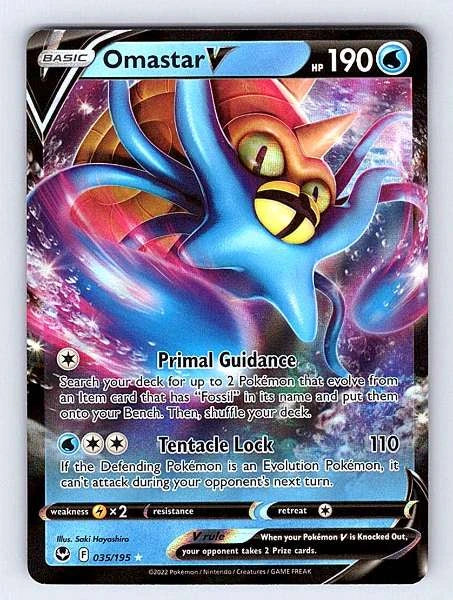 Omastar V 035/195 Silver Tempest Ultra Rare NM Pokemon TCG