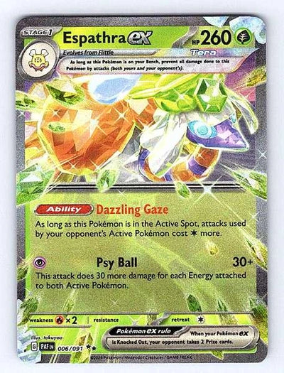 Espathra ex 006/091 Paldean Fates Ultra Rare NM Pokemon TCG
