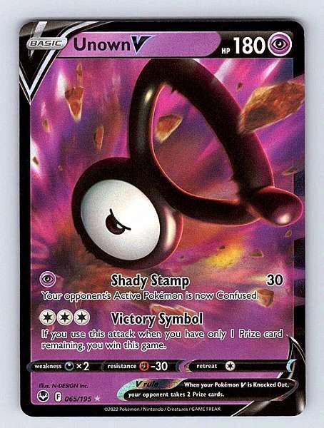 Unown V 065/195 Silver Tempest Ultra Rare NM Pokemon TCG