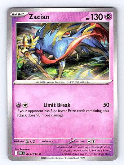 Zacian 045/094 Phantasmal Flames Rare NM Pokemon TCG