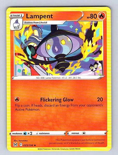Lampent 025/196 Lost Origin Common NM Pokemon TCG