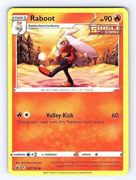 Raboot 027/198 Chilling Reign Common NM Pokemon TCG