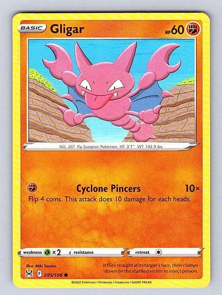 Gligar 095/196 Lost Origin Common NM Pokemon TCG