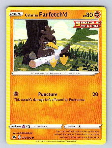 Galarian Farfetch'd 078/198 Chilling Reign Common NM Pokemon TCG