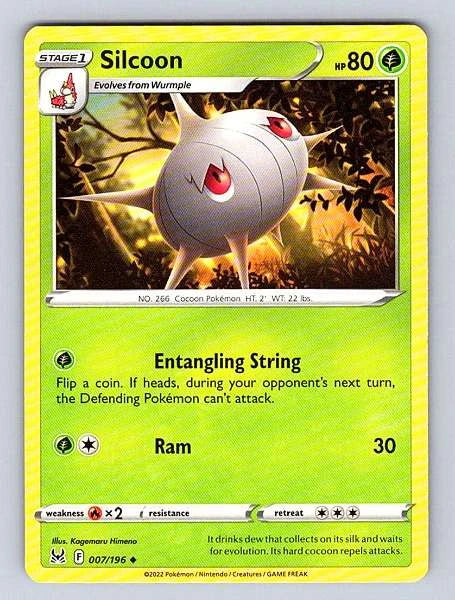 Silcoon 007/196 Lost Origin Uncommon NM Pokemon TCG