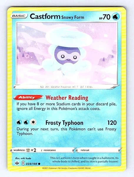 Castform Snowy Form 034/198 Chilling Reign Common NM Pokemon TCG