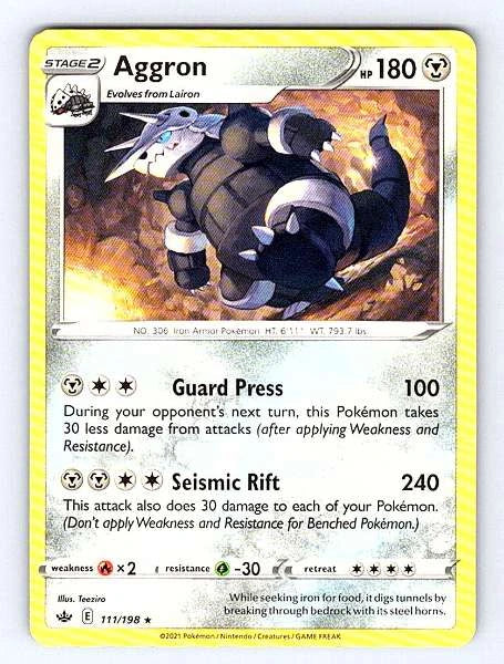 Aggron 111/198 Chilling Reign Rare NM Pokemon TCG