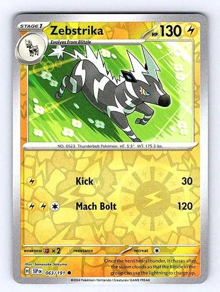 Zebstrika 063/191 Surging Sparks Common NM Pokemon TCG