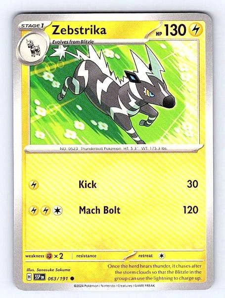 Zebstrika 063/191 Surging Sparks Common NM Pokemon TCG