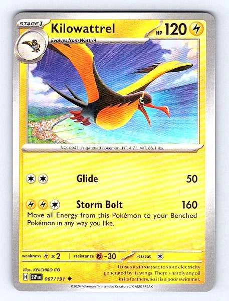 Kilowattrel 067/191 Surging Sparks Rare NM Pokemon TCG