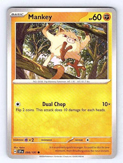 Mankey 098/191 Surging Sparks Common NM Pokemon TCG