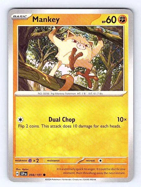 Mankey 098/191 Surging Sparks Common NM Pokemon TCG